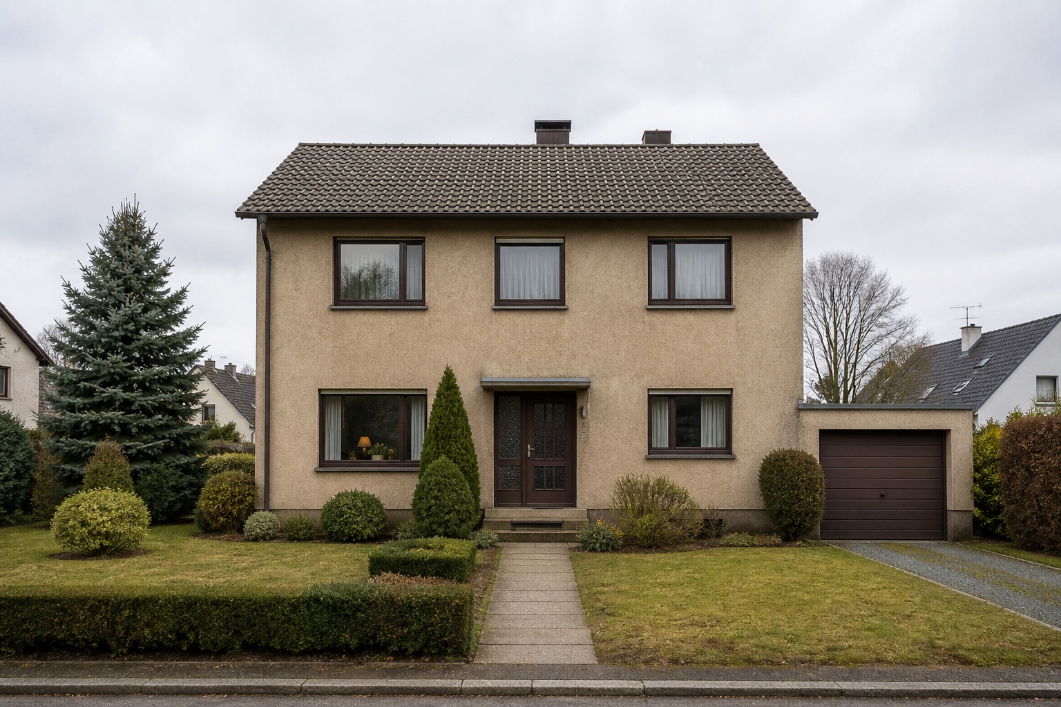 Hausfassade nach dem Anstrich