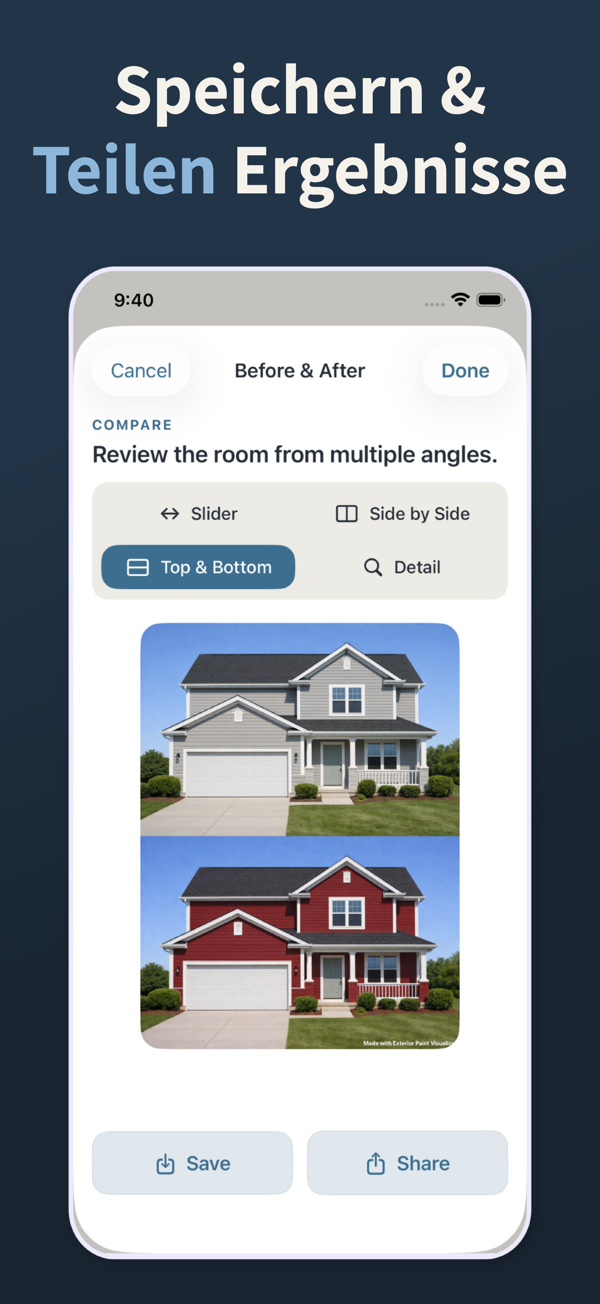 Exterior Paint Visualizer - Save and share visualizations